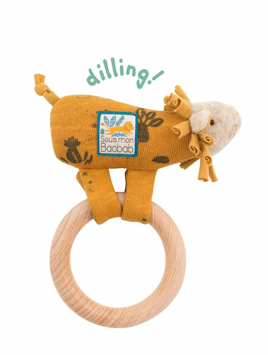 Hochet anneau bois Lion Moulin Roty - 669006