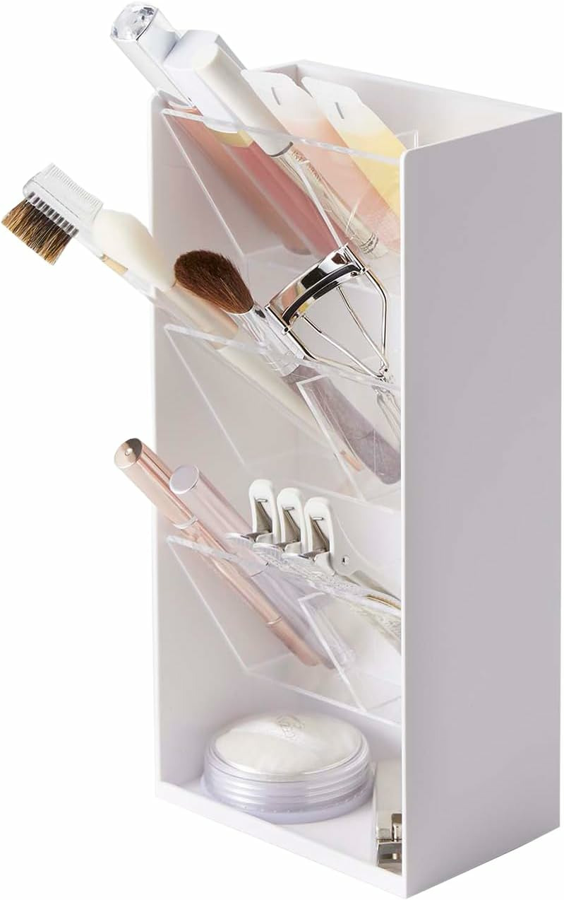 Yamazaki - Etui de rangement de maquillage -Tower blanc
