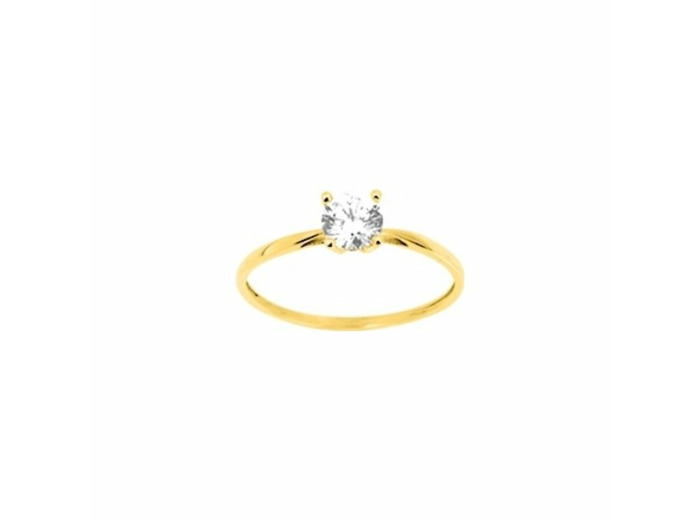 Solitaire en or jaune et oxyde de zirconium