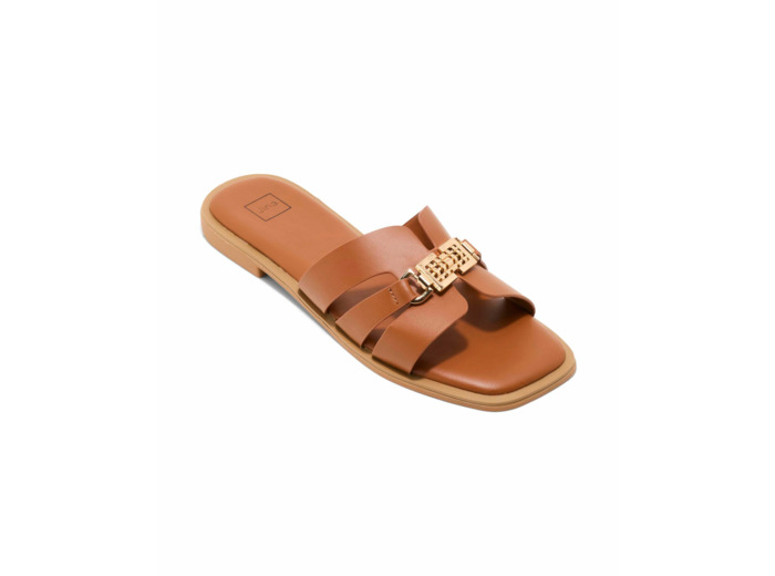 Mule plate femme cognac