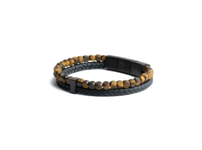 Bracelet Gemini Classics en acier et œil de tigre