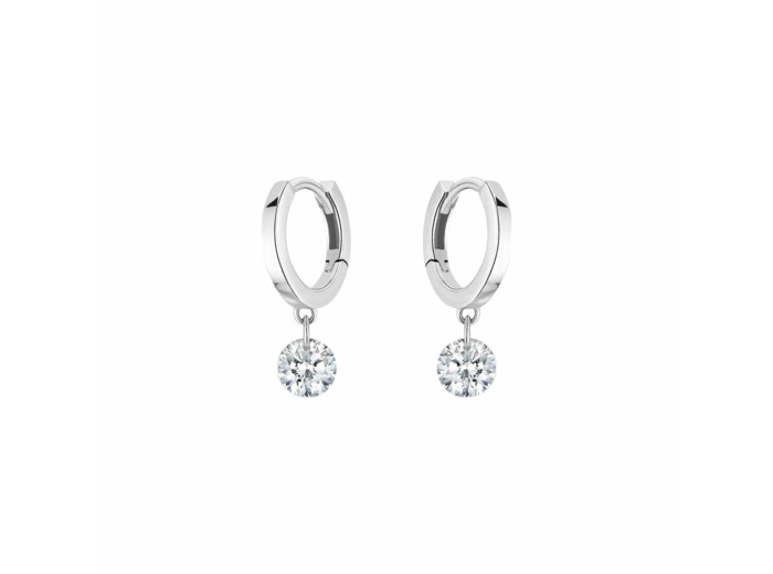 Boucles d'oreilles créoles La Brune & La Blonde 360° en or blanc et diamants de 0.14ct