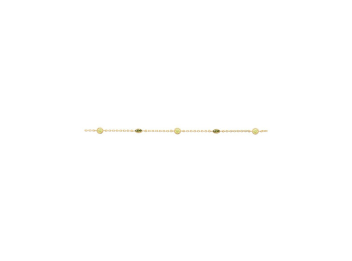 Bracelet en plaqué or et pierre de couleur