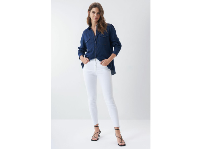 Jeans Secret Glamour Push In cropped en toile de couleur