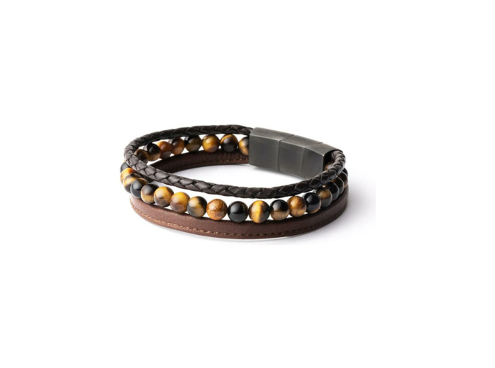 Bracelet Gemini Classics en acier et œil de tigre
