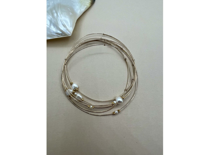Bracelet jonc Indriya Semainier x7 en plaqué or