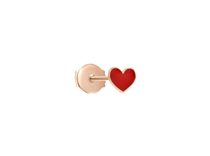 Mono boucle d'oreille Vanrycke Emoji Cœur en or rose et email