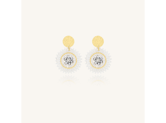 Boucles d'oreilles Sàntibé Bijoux Baby Espagnola dorées à l'or fin et perles