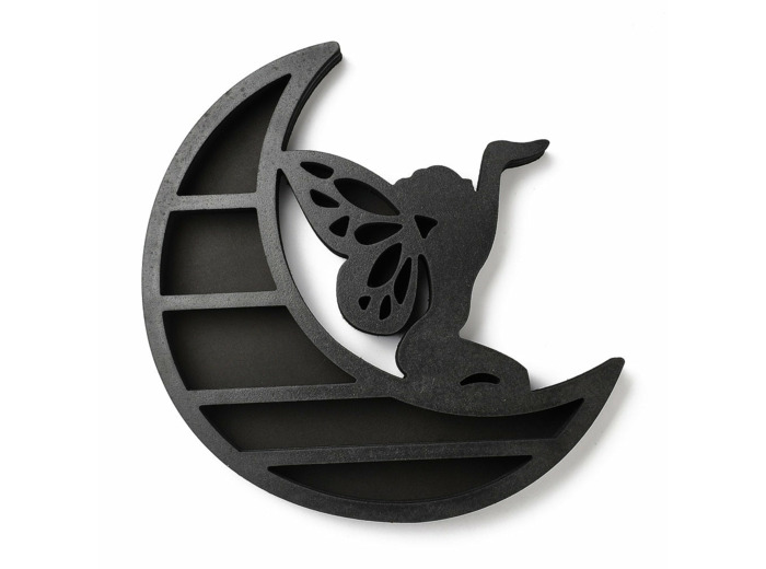 Etagère murale lune et fée pour minéraux
