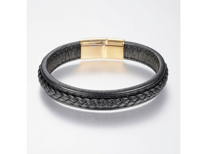 Bracelets en cuir tressé or