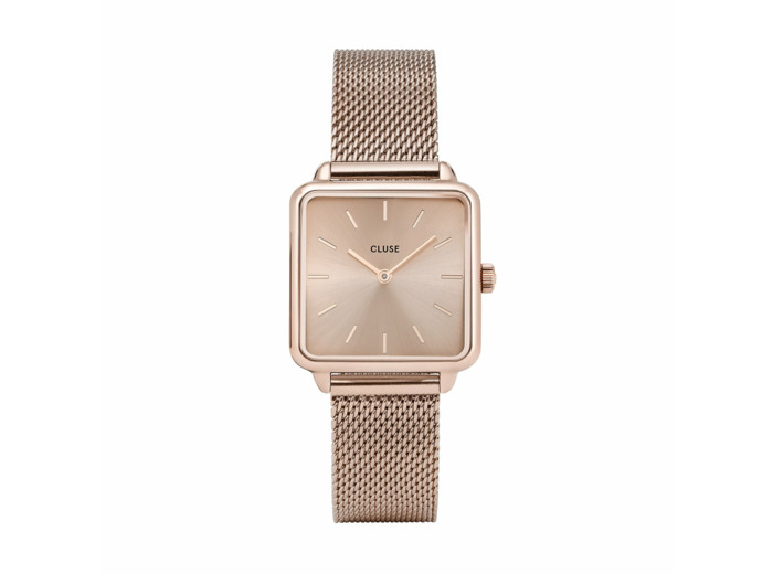 Montre Cluse La Tétragone Mesh, Rose Gold, Soft Rose Gold/Rose Gold