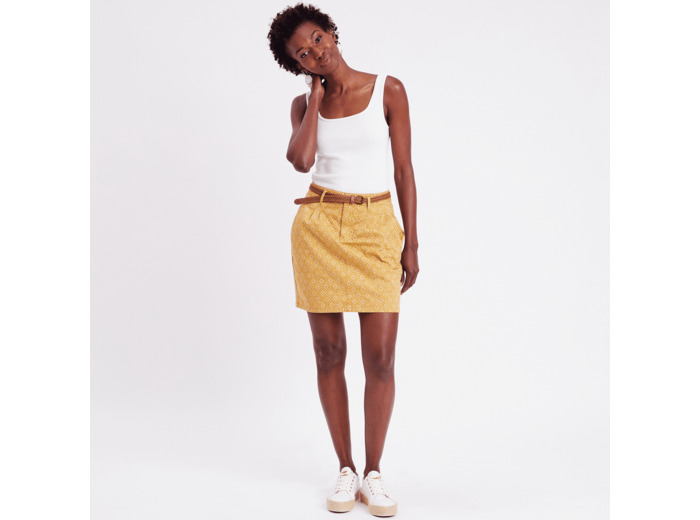 Jupe chino droite ceinturée