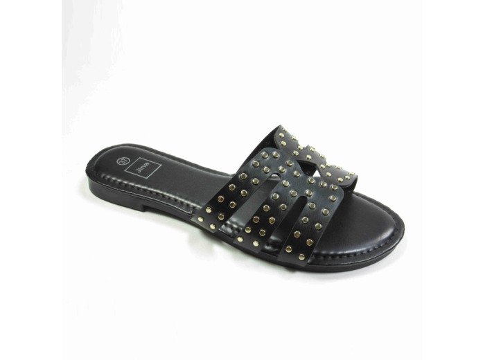 Mule plate femme noir