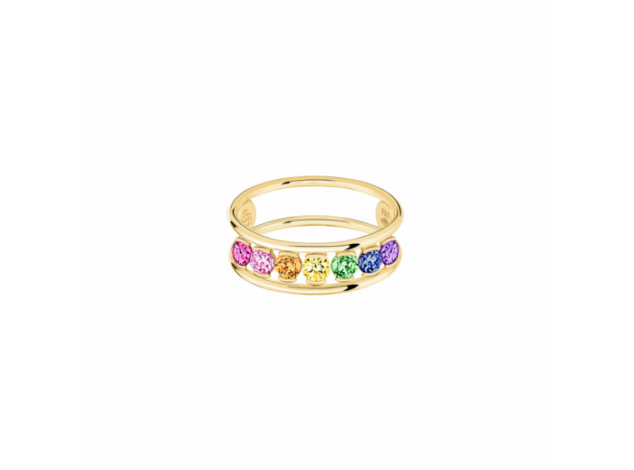 Bague La Brune & La Blonde HULA HOOP Rainbow en or jaune