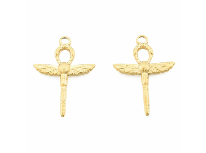 Pendentif croix de Ankh scarabée + attache belière