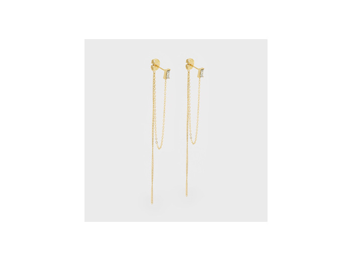 Boucles d'oreilles ZAG en acier doré et oxydes de zirconium