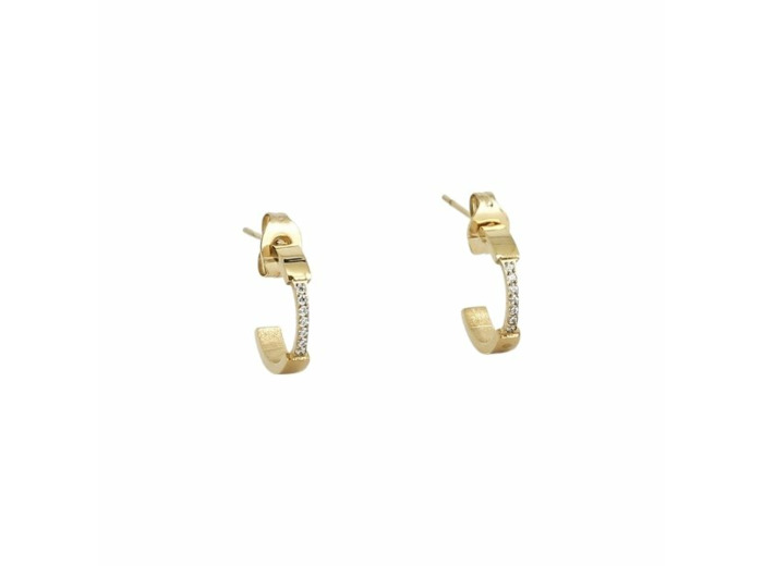 Boucles d'oreilles créoles Zag en acier doré et oxydes de zirconium