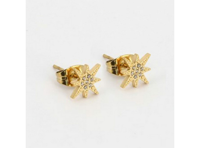 Boucles d'oreilles ZAG en acier doré et oxydes de zirconium
