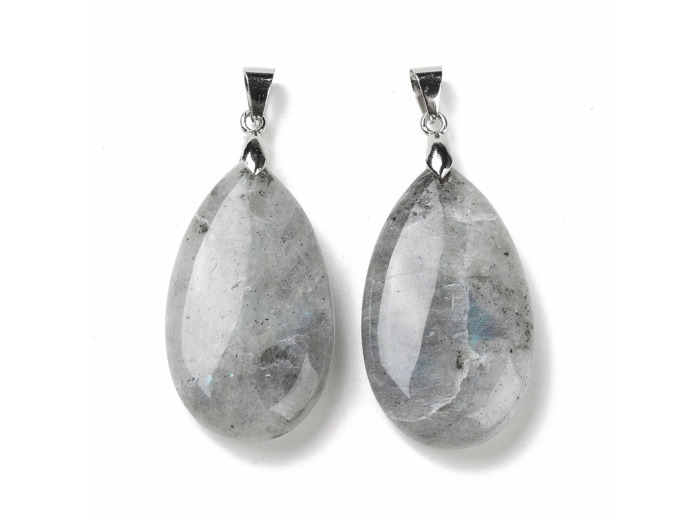 Pendentif longue goutte labradorite claire naturelle