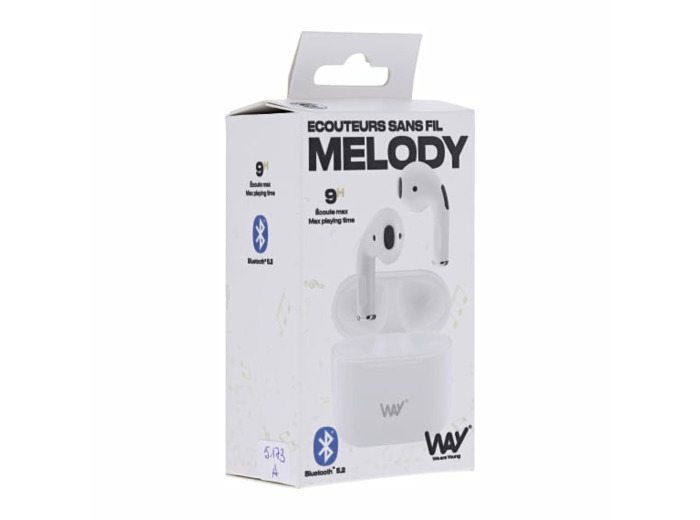 Écouteurs tws melody 2 avec boîtier de charge blanc