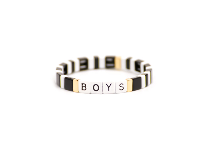 Bracelet Simone à Bordeaux Boys en métal émaillé noir et blanc