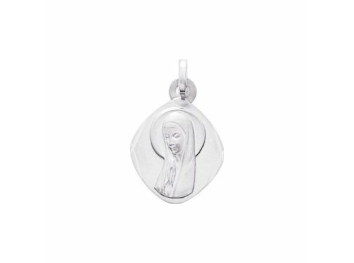Médaille vierge en or blanc