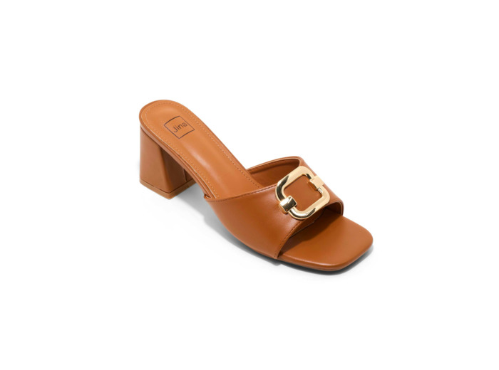 Mule talon decrochee femme cognac