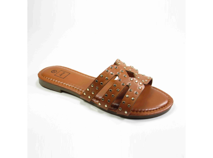 Mule plate femme marron
