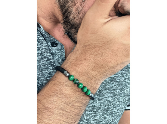 Bracelet oeil de tigre vert pour Homme