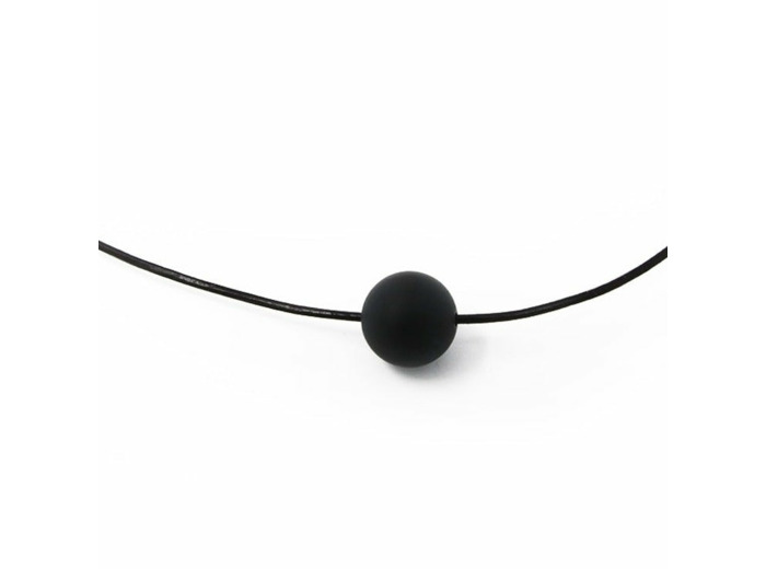 Collier en cordon de cuir avec perle d'obsidienne
