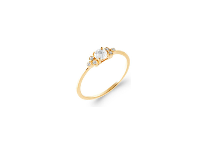 Bague en plaqué or et oxydes de zirconium