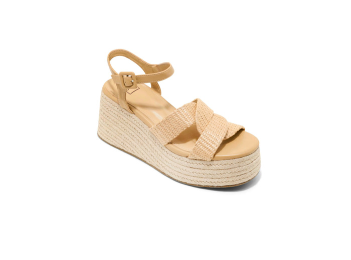 Sandale talon compensee femme rafia