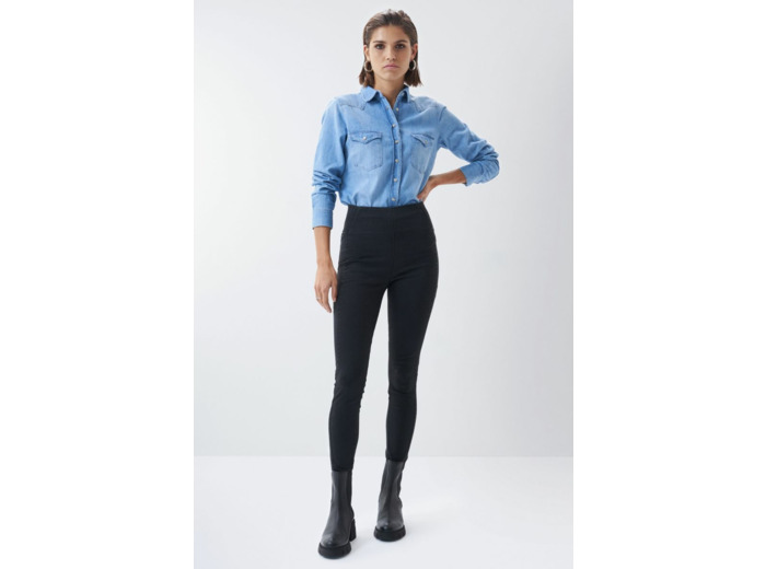 Jegging à taille haute en denim noir