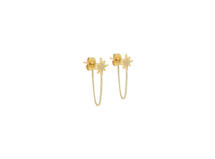 Boucles d'oreilles ZAG Isaac en acier doré et oxydes de zirconium