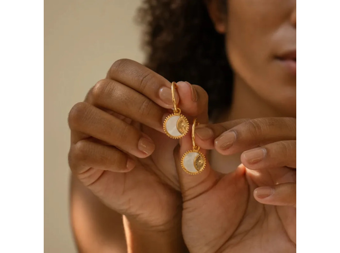 Boucle d'oreilles le soleil et la lune,974 île de la Réunion
