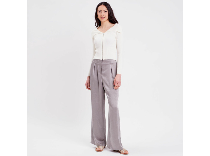 Pantalon large fluide satiné