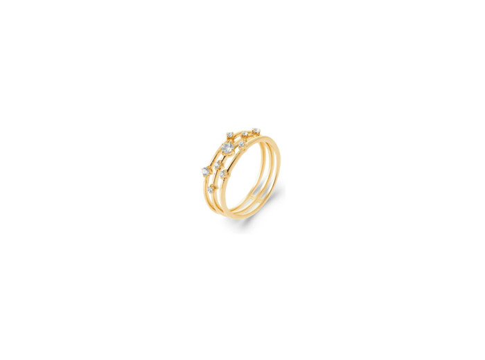 Bague en plaqué or et oxyde de zirconium
