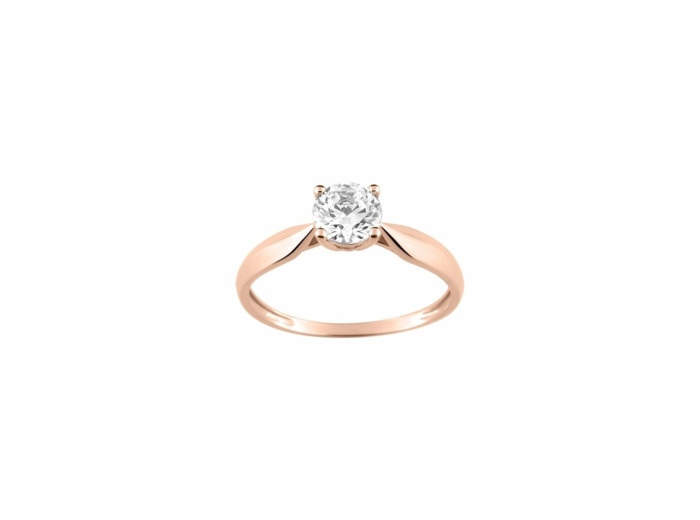Solitaire en or rose et oxyde de zirconium
