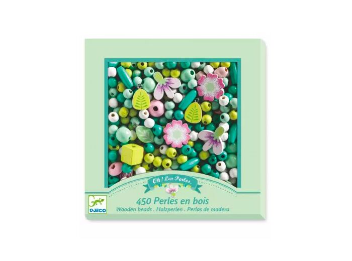 Perles en bois Feuilles et fleurs - DJ09808