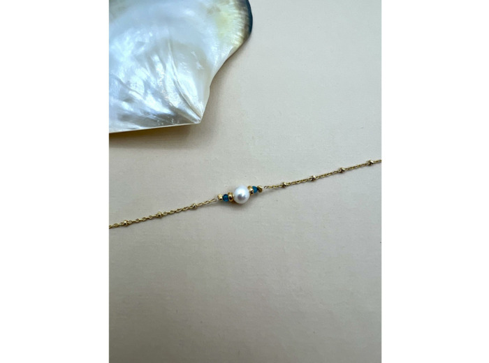 Bracelet Indriya Azuri en vermeil, perles d'eau douce et apatite