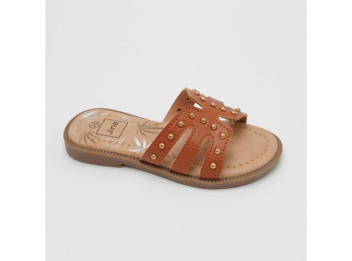 Mule plate fille camel