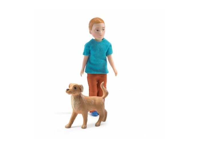 Figurine articulée Xavier et son chien  Petit Home - DJ07807