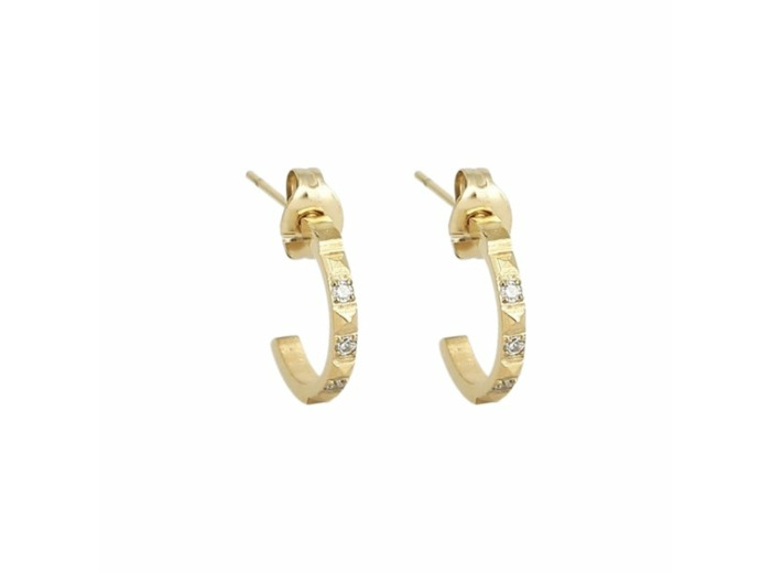 Boucles d'oreilles créoles Zag en acier doré et oxydes de zirconium