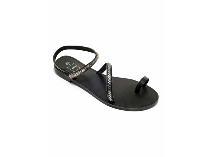 Sandale plate femme noir