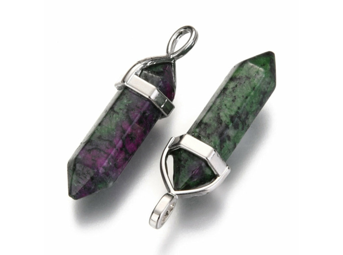 Pendentif rubis zoisite pointus à double terminaison