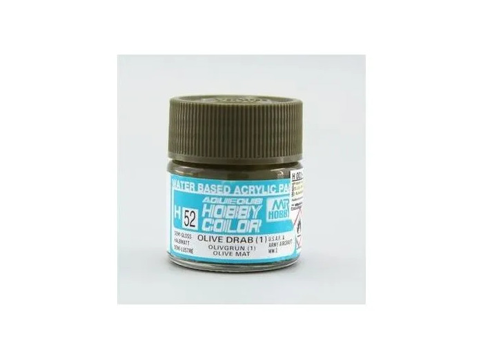 PEINTURE MAQUETTE MR HOBBY H052 VERT OLIVE SATINÉ 10ML