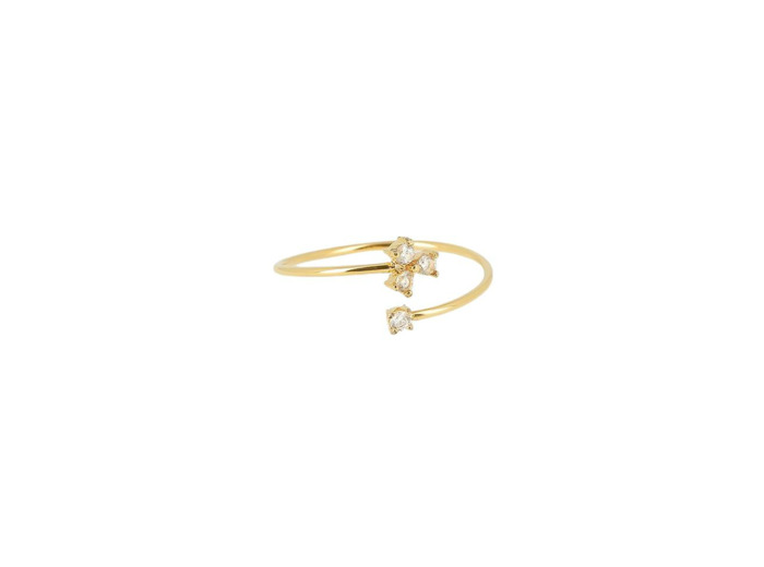Bague Zag en acier doré et zircon