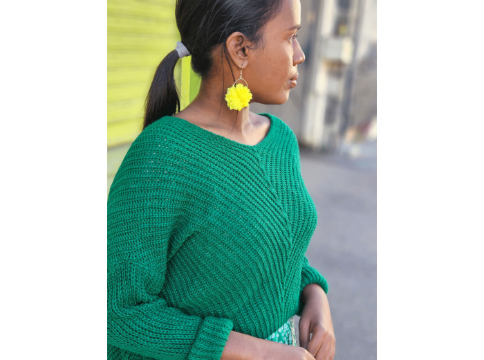 Pull maille vert 974,île de la Réunion