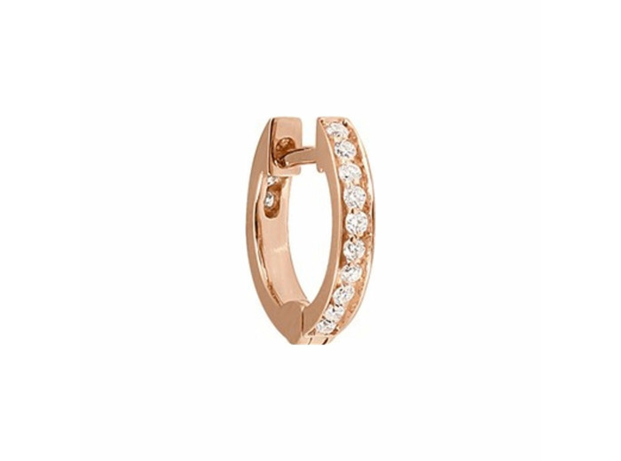 Mono boucle d'oreille créole Vanrycke Officiel en or rose et pavée de diamants, taille XS