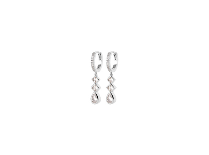 Boucles d'oreilles créoles en argent rhodié et oxydes de zirconium